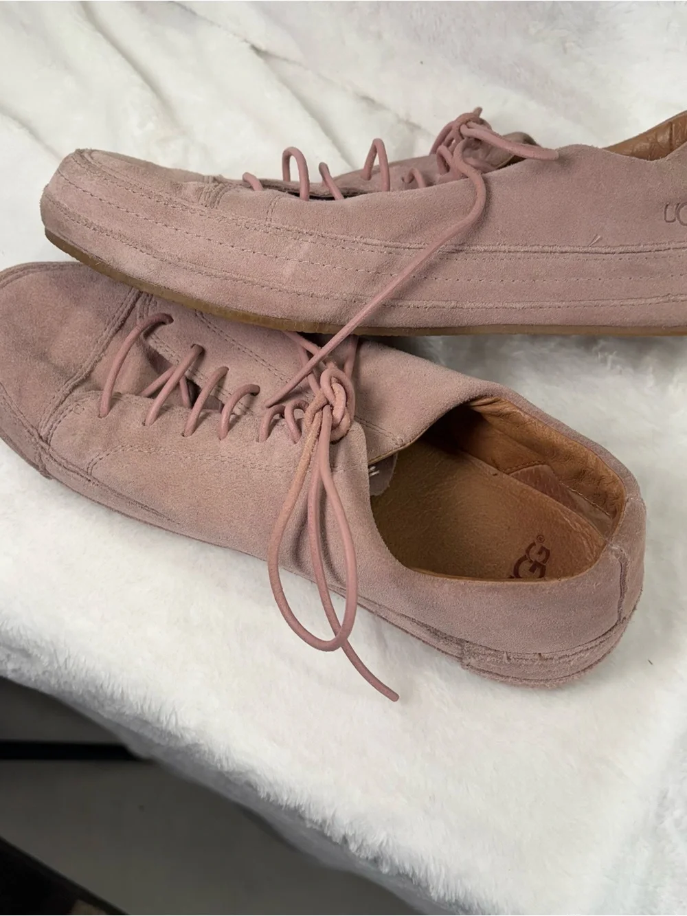 UGG Pink Suede Lace-Up Sneakers
